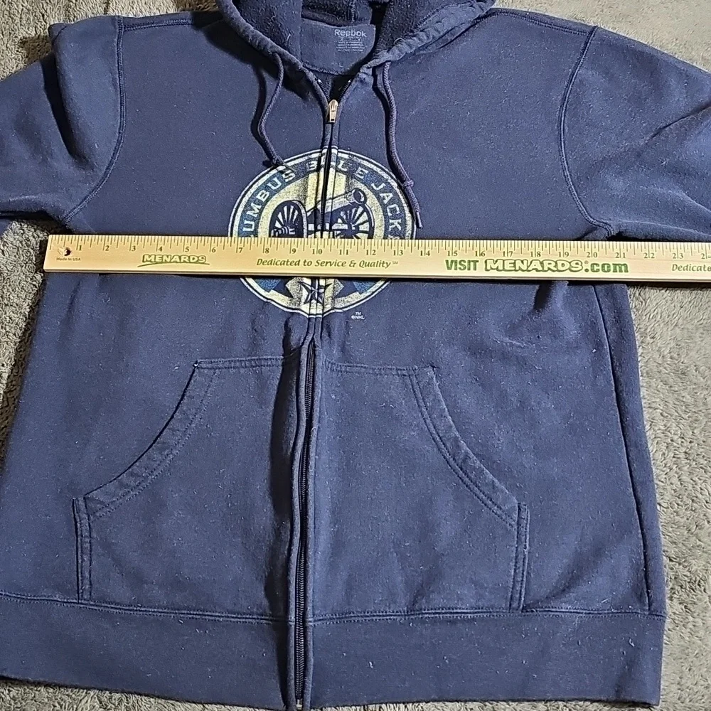 Reebok Columbus Blue Jackets Full Zip Long Sleeve Hooded Jacket Size M